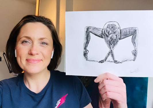 Louise holding sketch of ballerina